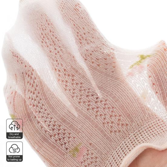 1 Pair Baby Cotton Mesh Ruffle Socks Thin Summer Crew Socks for Newborns Girls Breathable Seamless Soft Kids Socks for Infant & Toddler