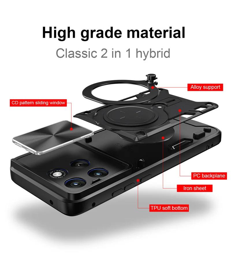 For Motorola Edge 70 Fusion 5G Case Slide Lens Protector Armor Funda For Moto Edge 70 Fusion Car Magnetic Holder Ring Back Cover