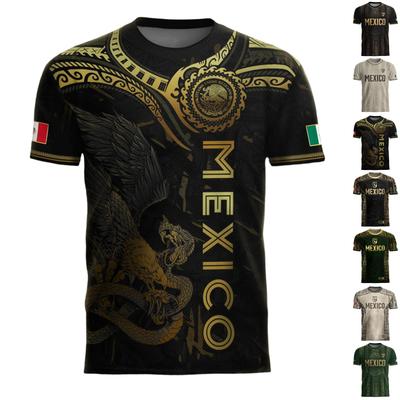 Men's Casual Short Sleeve Soccer Jersey Top Mexico Themed Graphic Print Lightweight Comfortable Fit