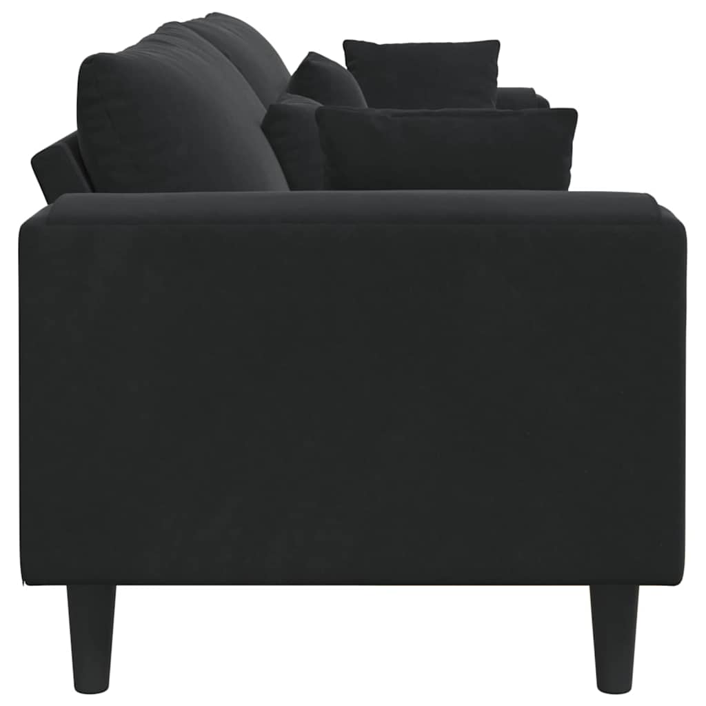 Black Sofa 250 X 77 X 76 Cm Velvet