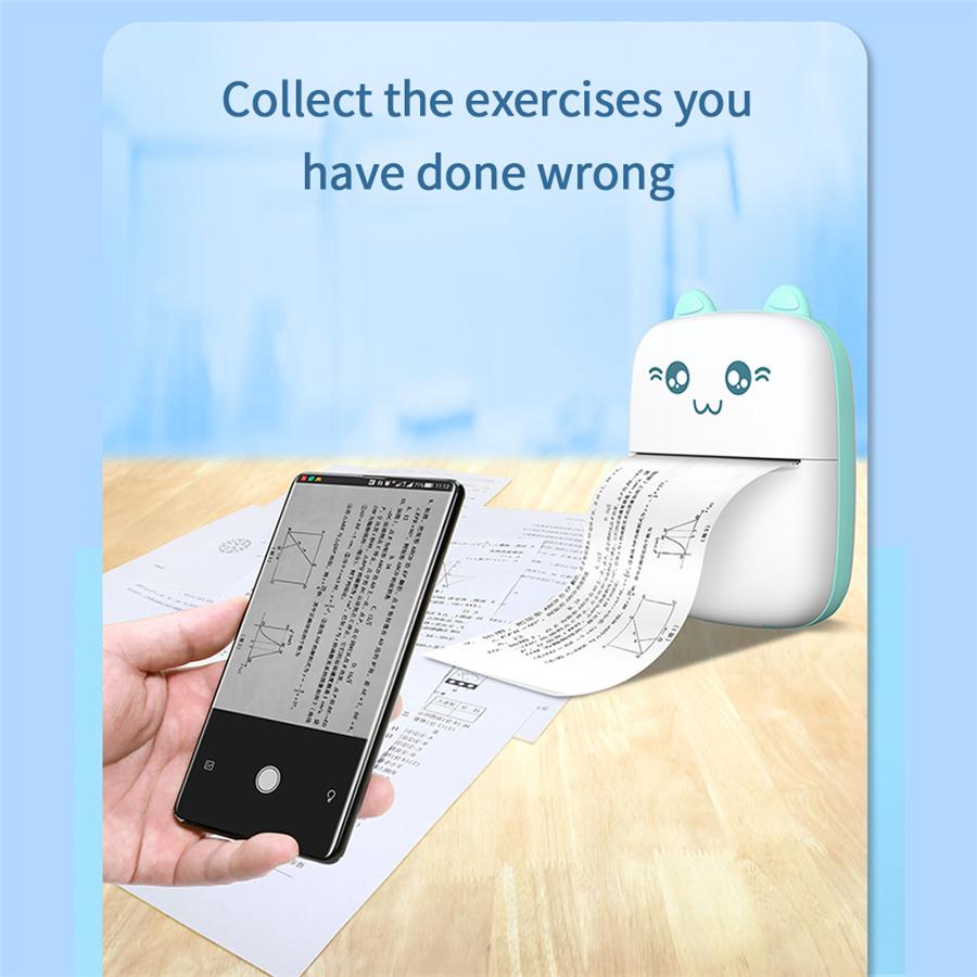 Portable Mini Thermal Printer Photo Pocket Photo Printer Phone Wireless Printing With  1Roll Paper