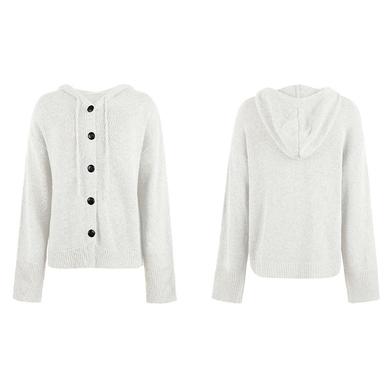 Женский повседневный и модный вязаный кардиган с длинными рукавами и капюшоном — фото 14