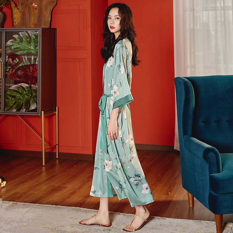 Yao Ting Women's Plus Size Satin Chiffon Pajamas - Summer Ice Silk Luxury Sleepwear & Bathrobe Set