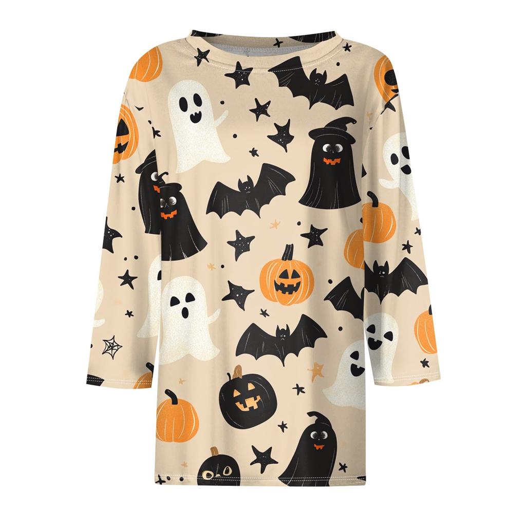 Women's T Shirt Tee Fashion Casual Round Neck 3/4 Sleeve Loose Printed T-Shirt Ladies Top