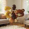 14Pcs Brown Bear Balloons Cartoon Bear Head Animal Foil Balloons for Kids Jungle Forest Birthday Party Decoration Baby Shower