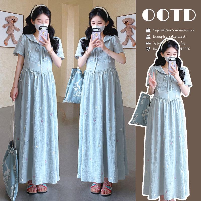 Elegant Korean-Style Slimming Maternity Dress - Summer 2026 Collection L