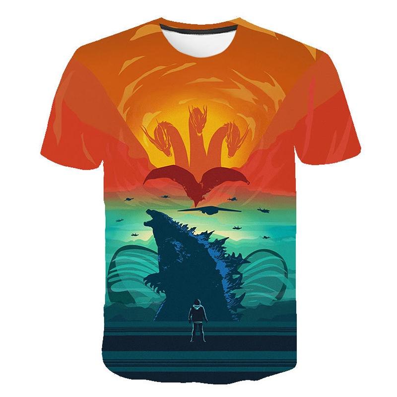 Vibrant 3d Print Godzilla King Of The Monsters Unisex Casual Short Sleeve T-shirt