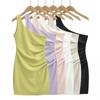 Womens Slash Neck Off Shoulder Sleeveless Dress Slim Fit Bodycon Mini