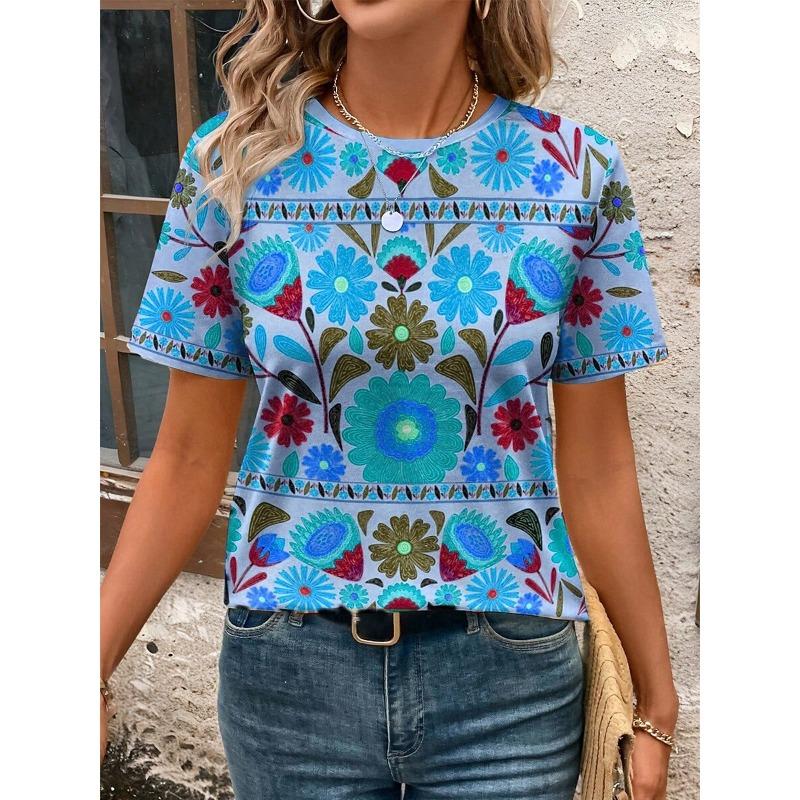 Women's T Shirt Floral Graphic Plants Vintage Stylish Classic Short Sleeve Crew Neck Regular Tops Daily