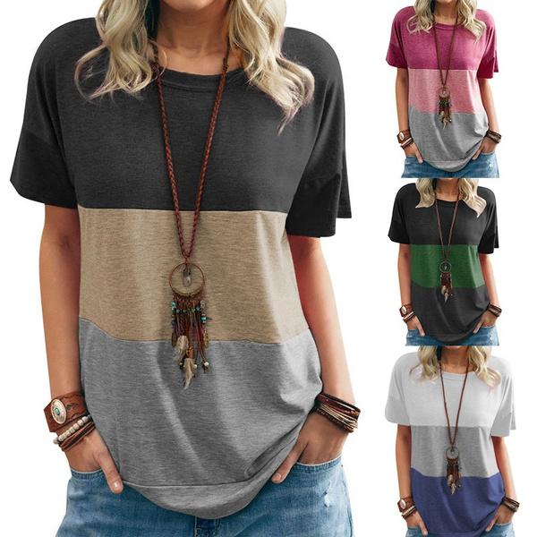 Women Casual Short Sleeve O-Neck Loose Tshirt Summer Tee Tops Plus Size