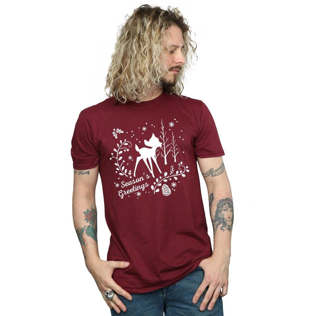 Disney Mens Bambi Christmas Greetings T-Shirt