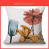 Elegant 18x18'' Ink Painting Flowers Cotton Linen Pillow Case For Stylish Sofa Cushion