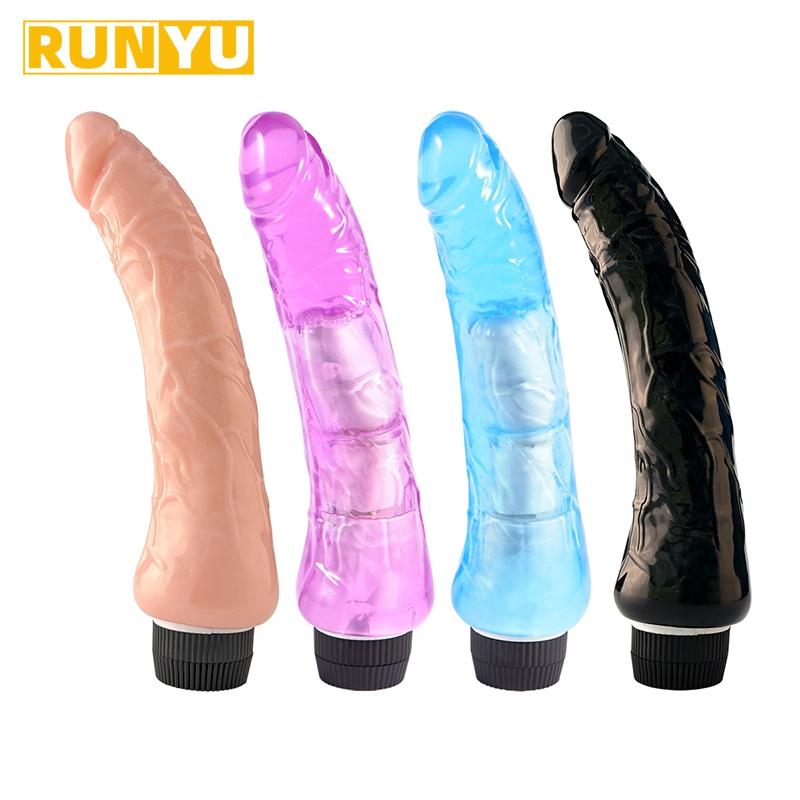 Krystall Vanntett Realistisk Dildo Vibrator Myk Gelé G-punkt Onani Voksne leker for kvinner Pikk