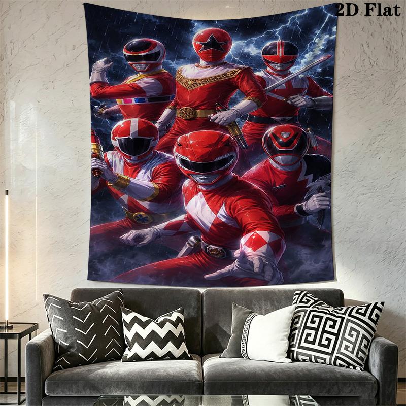 Power Rangers 2D Flat Adventure Tapestry Tapestry Background Cloth Wallmounted Atmospheric Background Cloth Work Of Art Wall Covering Decoration