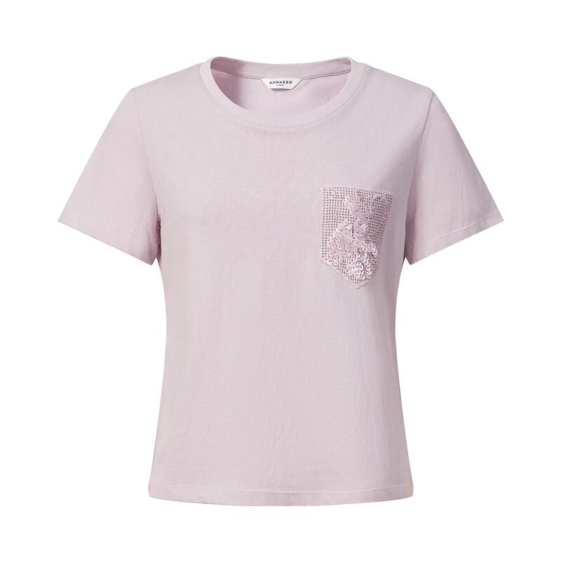 

Jiu Zi Anna Kou Women s Sequined Pocket Round Neck T-Shirt L