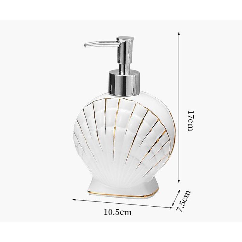 Shell-Emulsionsflasche, Keramik-Seifenspender, Goldrand-Behälter, Badezimmer-Accessoires, Hotel-Shampoo-Make-up-Entferner-Behälter
