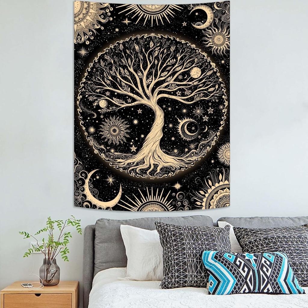 Tree of Life Tapestry Starry Sky Wall Tapestry,Vintage Tapestries for Bedroom Ceiling Tapestries Wall Hanging for Bedroom Living