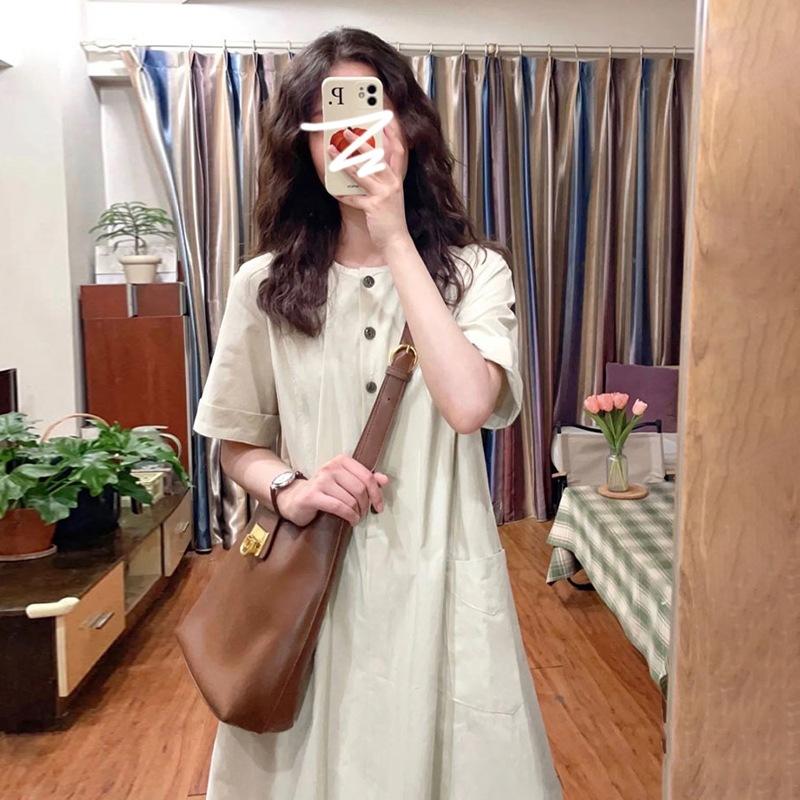 Coffee break French shirt dress summer women's new small loose temperament casual dress