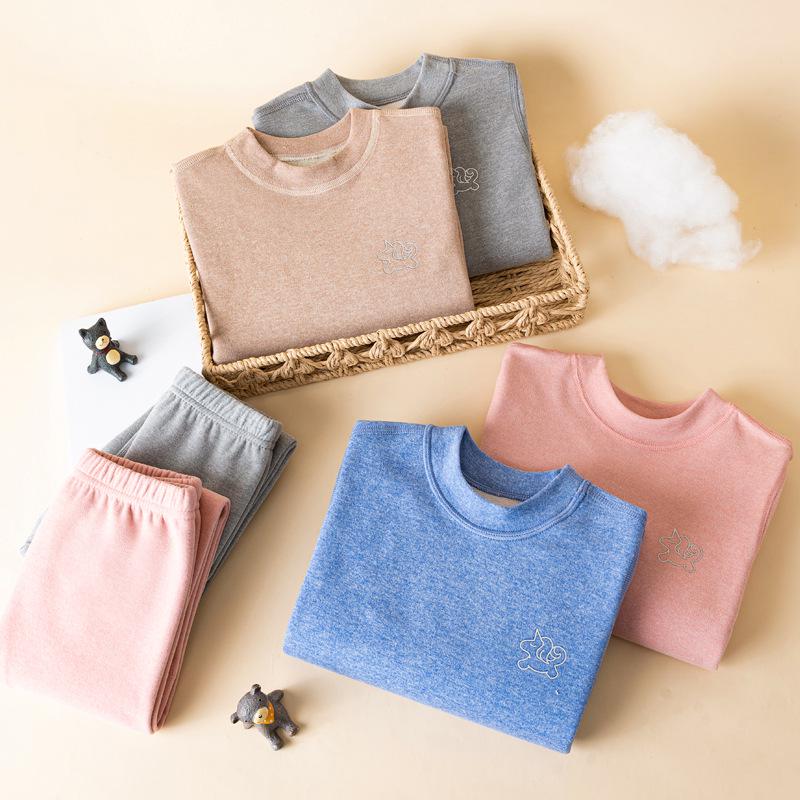 Children's Silk Warm Winter Pajama Set - Thickened Base Layer for Boys and Girls