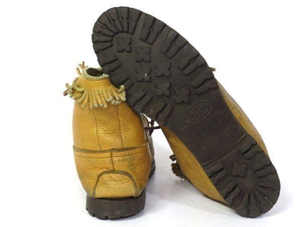 70s-80s USA Vintage/Fringe Moccasin Boots/7/Yellow Brown/Vibram Depose Montagna Sole(USED)