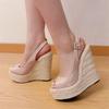 Fashion Eilyken Summer Peep Toe Wedges Platform Women's Sandals Designer Straw Weave Buckle Strap High Heels Banquet Party Shoes