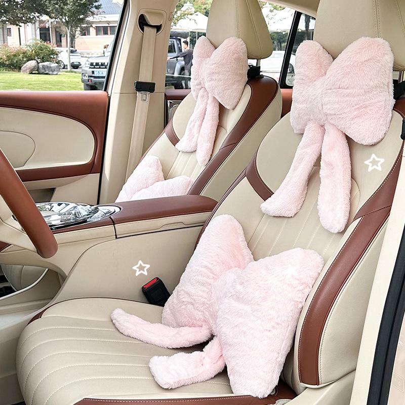Bowknot Car Headrest & Lumbar Support Pillow - Universal, Comfortable, Stylish, Four-Season Neck and Back Support