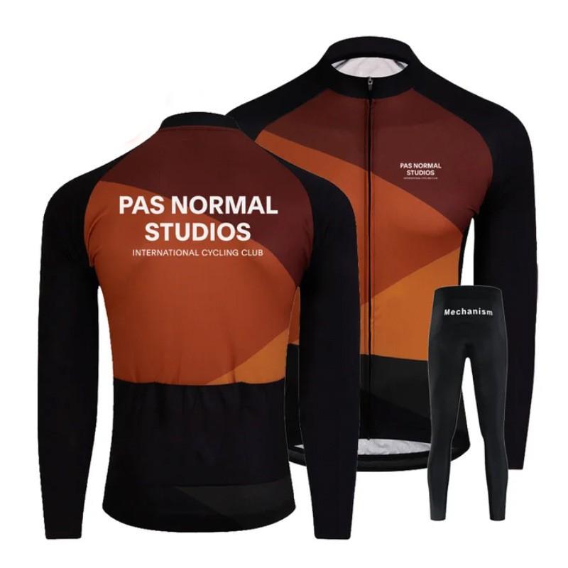 Winter Thermal Cycling Bib Tights With Fleece Lining Long Sleeve Jersey Set Road Bike Riding