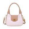 Pu Small Crescent Bag With Woven Texture For Daily Use