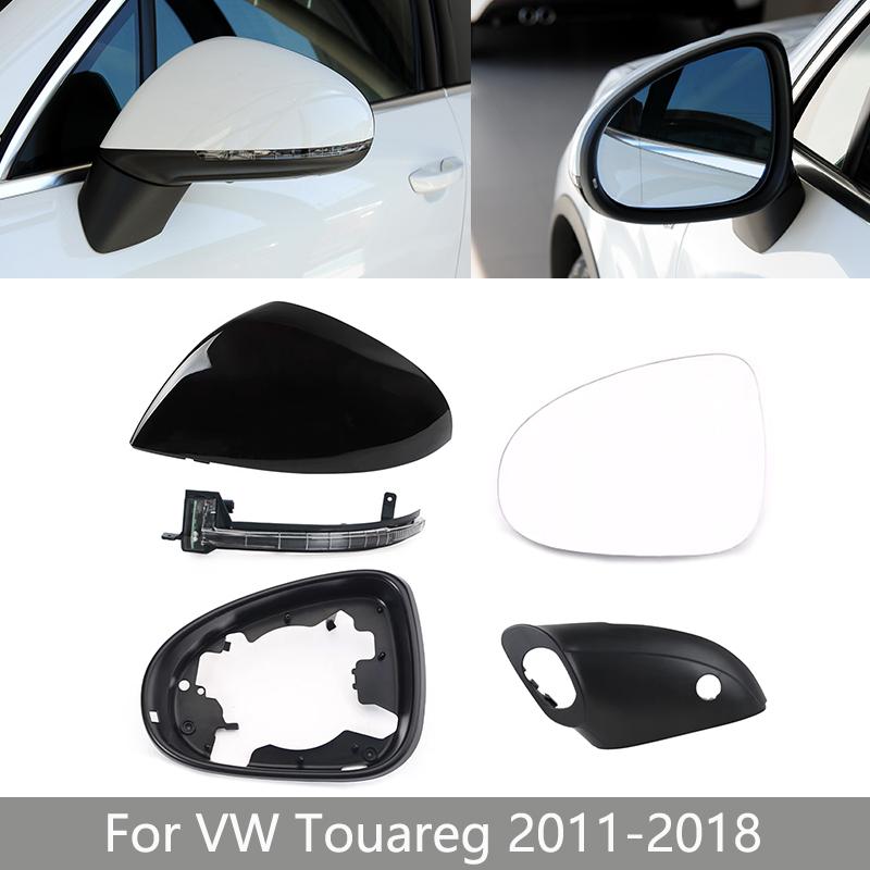 Para VW Touareg 2011 2012 2013 2014 2015 2016 2017 2018 Tampa Inferior da Moldura do Espelho Lateral Externo Lente de Vidro do Espelho Retrovisor