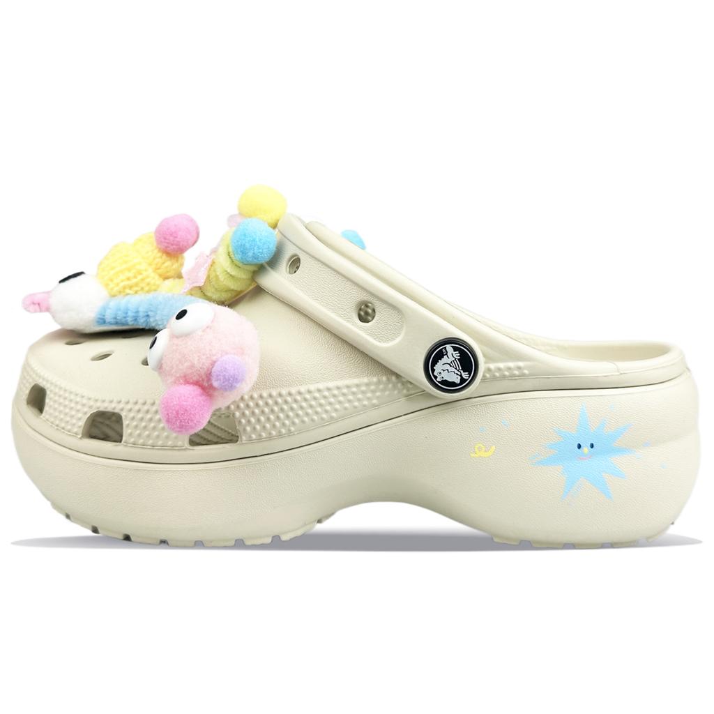 Crocs Classic Platform Clog BNK Jumping Candy EVA Comfortable and Versatile Simple Little Fresh Hole Shoes Women's White