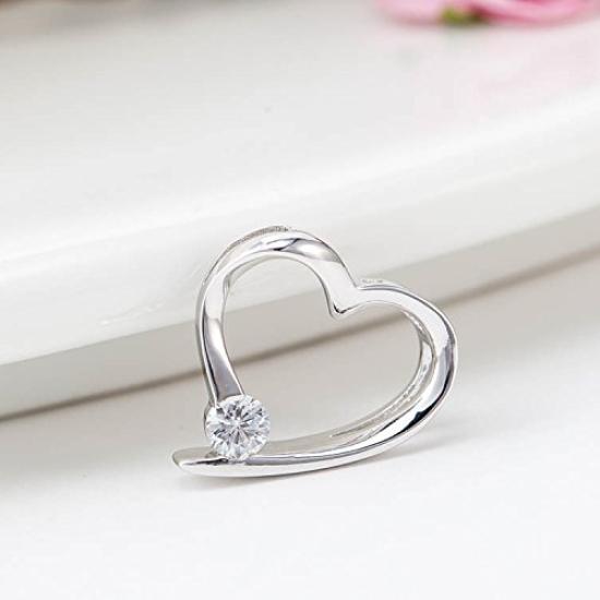 Ashley Jewelry Necklace, Sterling Silver 925, Open Heart Pendant, Simple Design, Women's, Everyday Wear, Gift