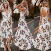 2026 New Women's Dress Sleeveless, Printed Irregular, Lace, Backless, Waist Cinching Long Gown Floral Print Dresses with Backless and Slit Design