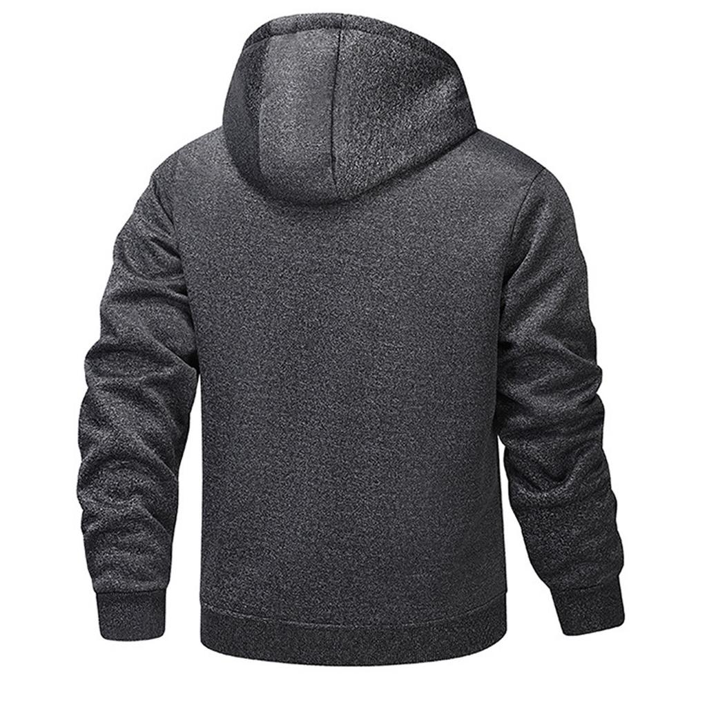 Herrhoodie, Sweatshirt i kontrastfärg, Sportig avslappnad jacka med dragkedja