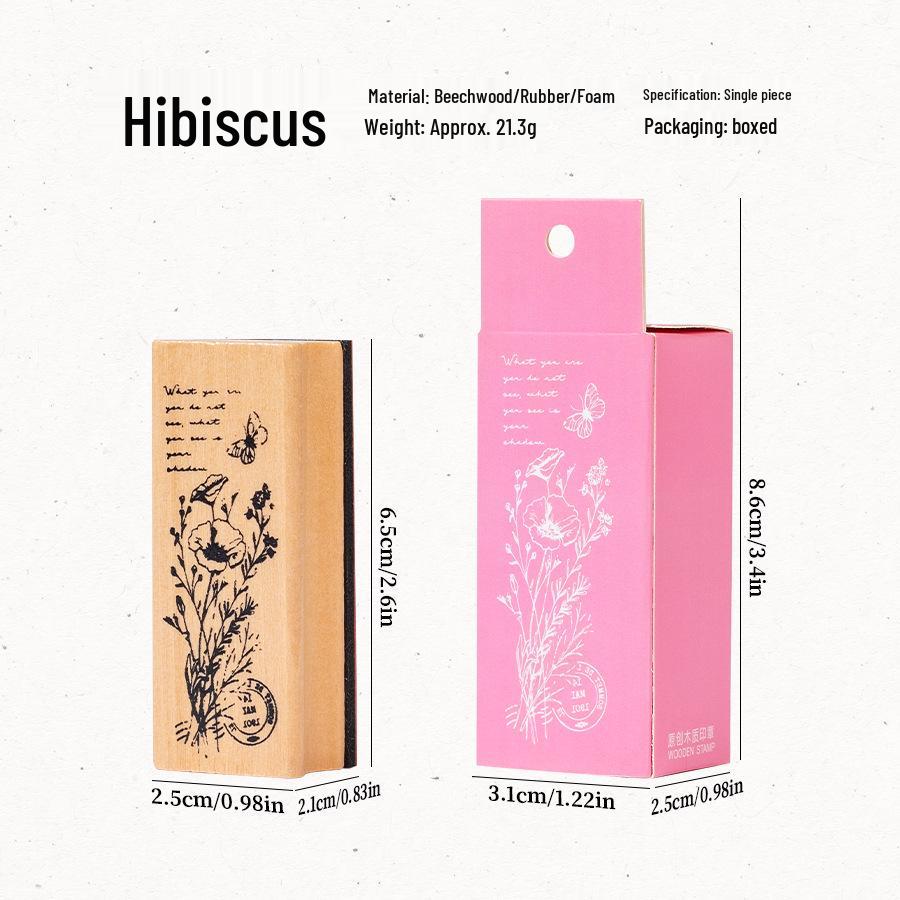 Exquisite Wooden Plant & Flower Stamps for Creative Journals – 8 Styles