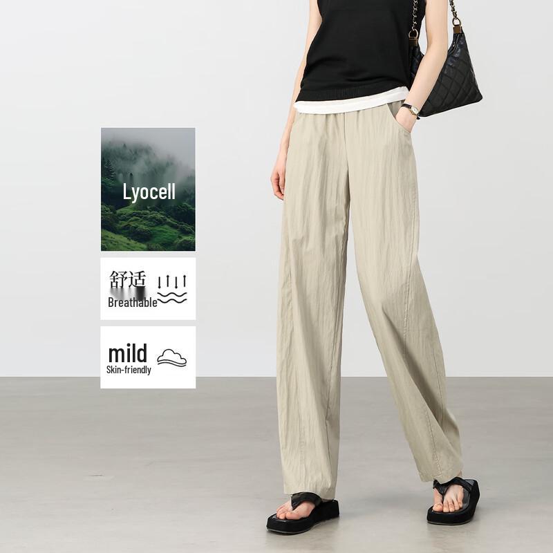 HSTYLE Women s Lyocell Blend Loose Wide-Leg Casual Pants L