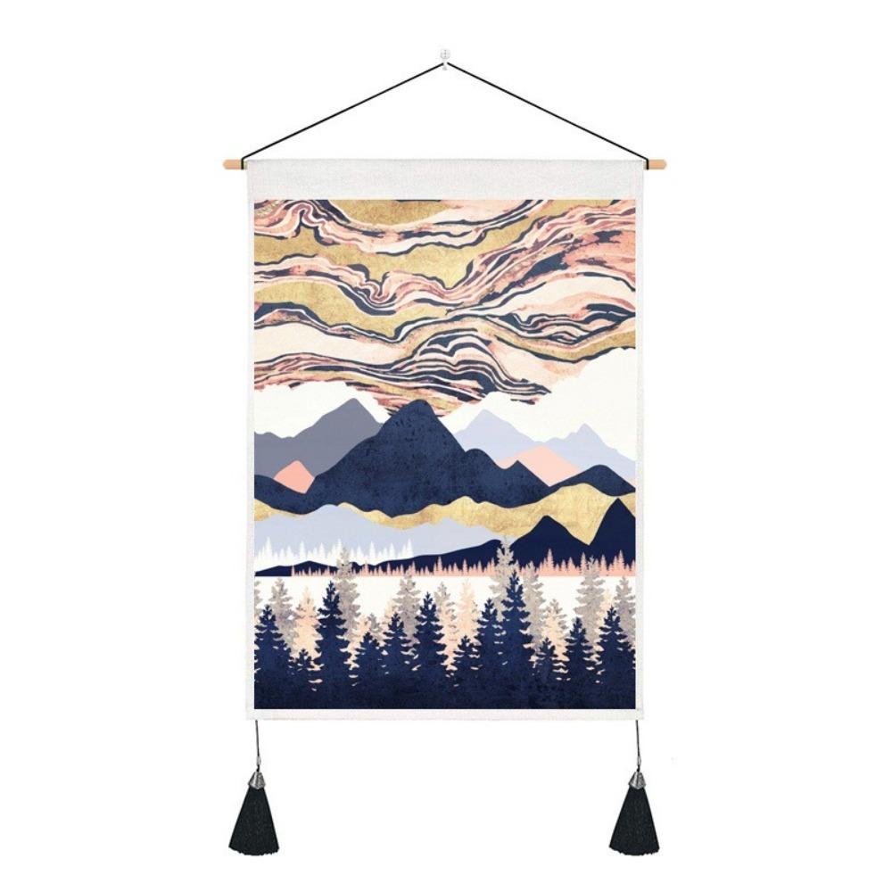 With Tassel Sunrise Landscape Tapestry Hanging Wall Poster  Home Decor