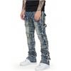 Pantaloni Dritti Micro-Svasati in Denim ad Alta Elasticità da Uomo per Primavera e Autunno