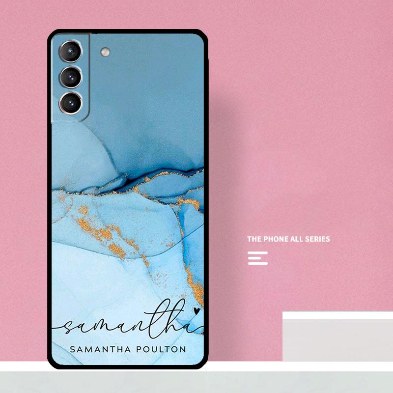 Personalised Marble Customized Name Case For Samsung Galaxy S23 S22 Ultra Plus S8 S9 S10 Plus Note 10 20 S21 FE S20 FE Cover