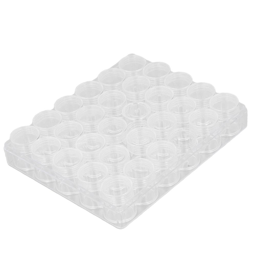 Clear Plastic Jewelry Bead Storage Small Round Container Jars with Rectangle Box