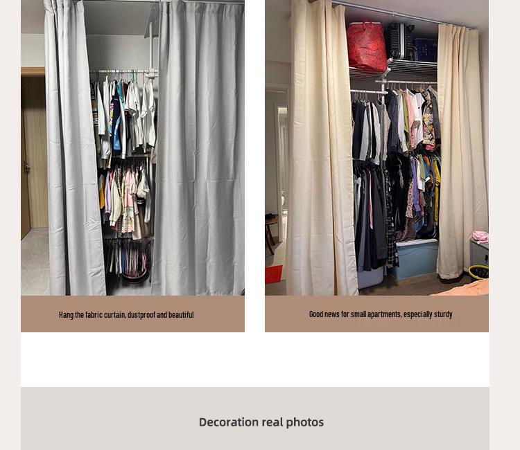 Telescopic Floor-Standing Clothes Rack Pole, 38mm Diameter, No-Drill, with Track for Home Use, Drying, Bedroom, Balcony, and Curtain Hanging