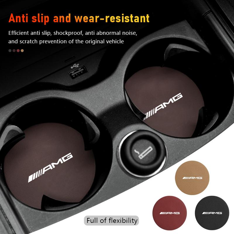 2Pcs Car Cup Holder Anti Slip Insert Coasters Pads Decoration For Mercedes Benz AMG C180 C300 W124 W176 W177 C200 C260 GLC CLE PI1