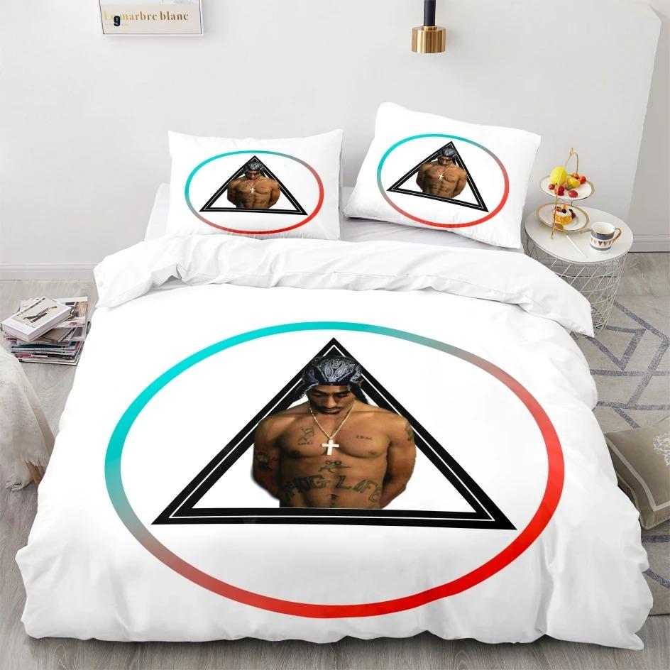 New 2 Pac Bedding Set Single Twin Full Queen King Size Tupac 2 Pac Bed Set Aldult Boys Kawaii Duvetcover Sets 3D