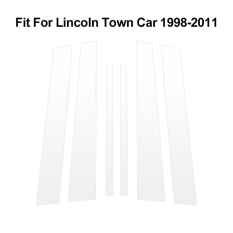 6pcs/set for Lincoln Town Car 1998 1999 2000 2001-2011 Silvery Car Window Pillar Decorative PC Trim B/C Pillar Stickers,Auto Exterior Accessories