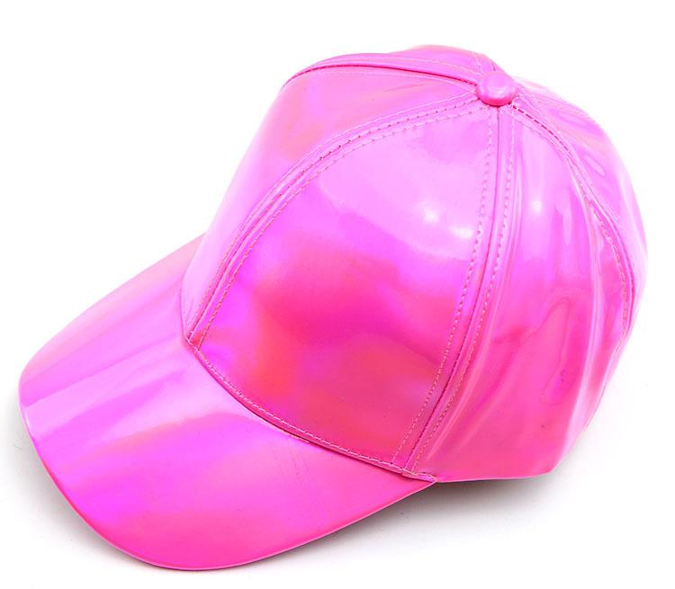 Damen Herren Kunstleder Baseballkappe Glitzer Metallisch Holografisch Regenbogen Reflektierend Hip Hop Verstellbarer Strapback Schirmmütze