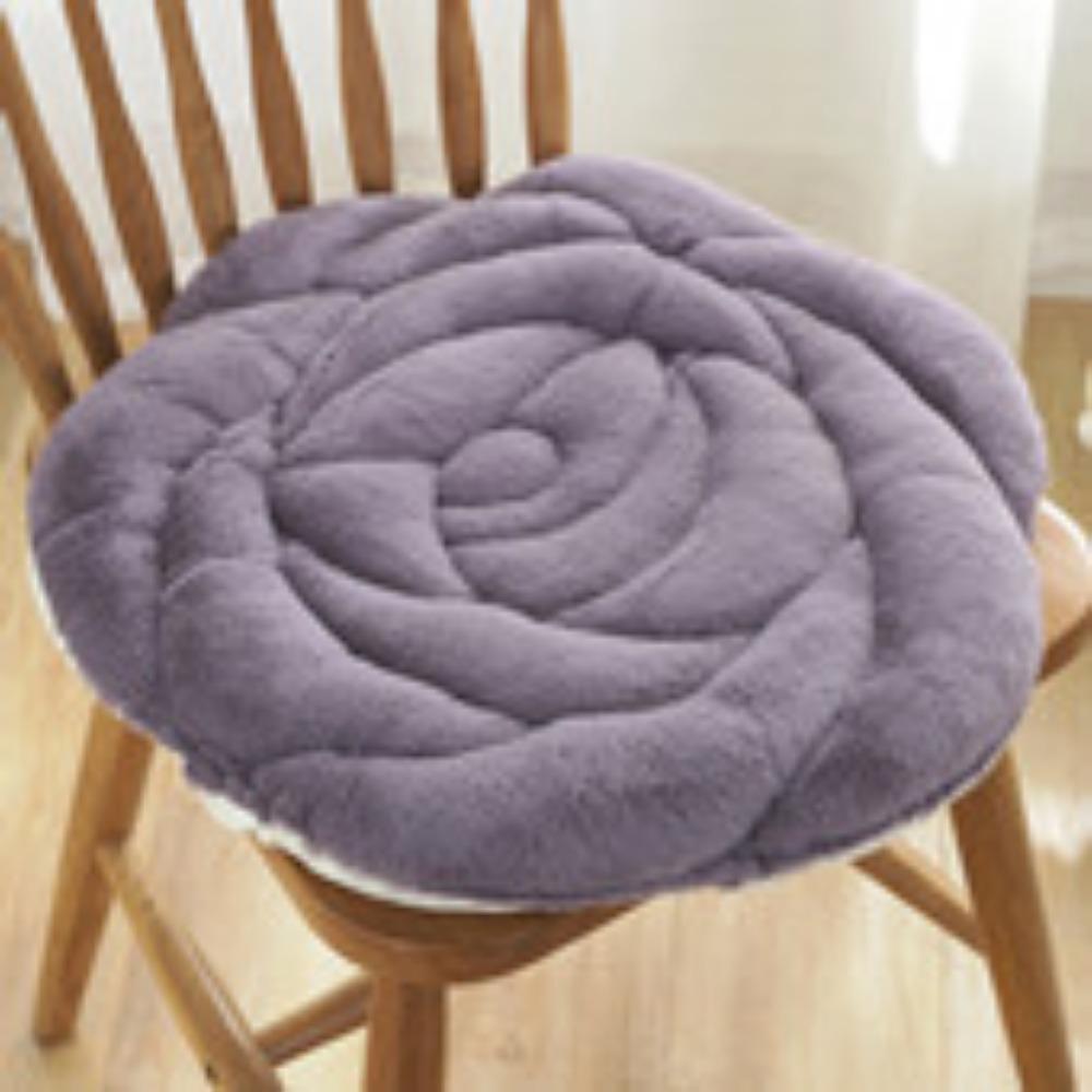 Winter Fluffy Rose Quilted Chair Cushion Thickened Office Home Dining Seat Pad Tatami Floor Mat