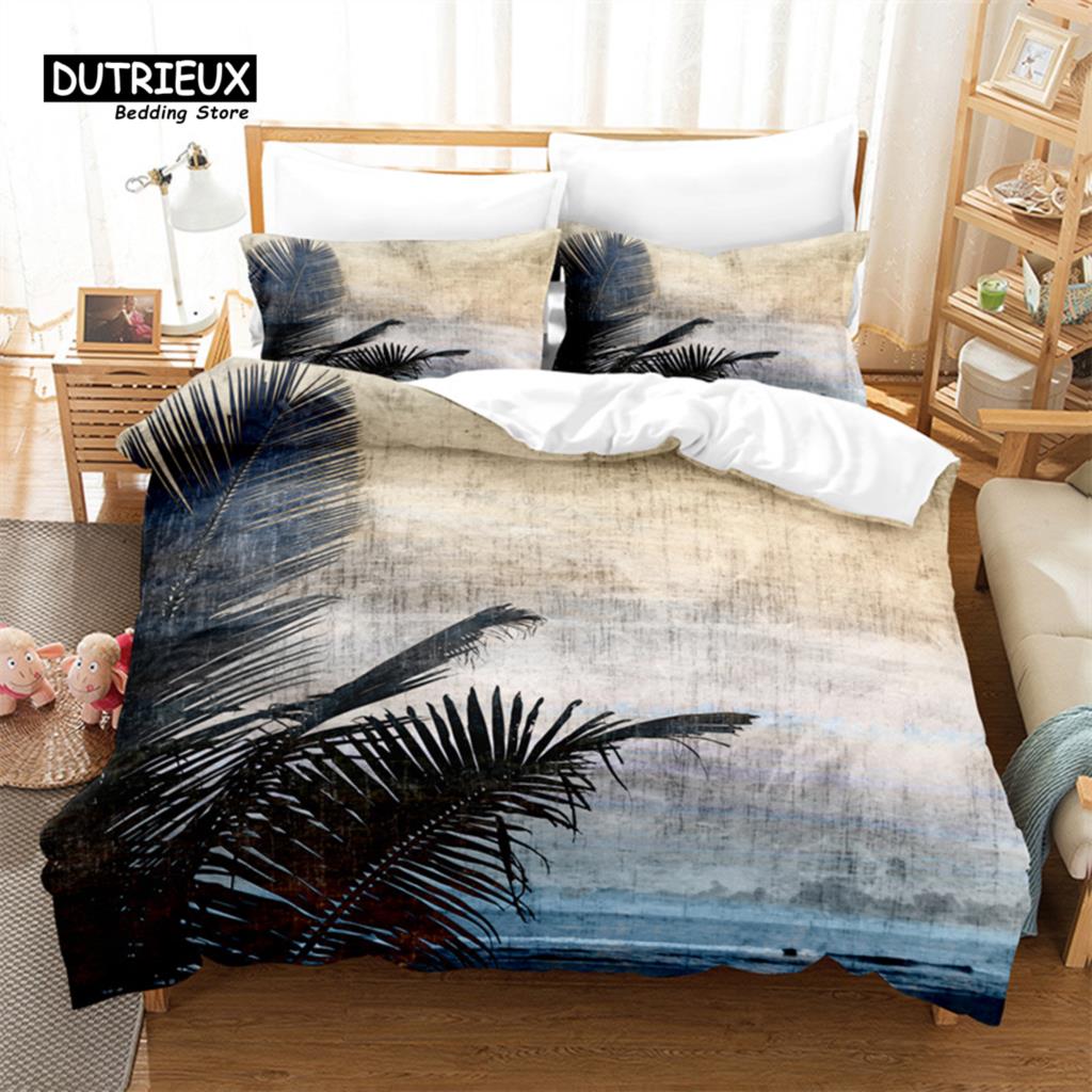 Creative Leaves Duvet Cover Set, Succulent Cactus Bedding Set, Soft Comfortable Breathable Duvet Cover, For Bedroom Guest Room