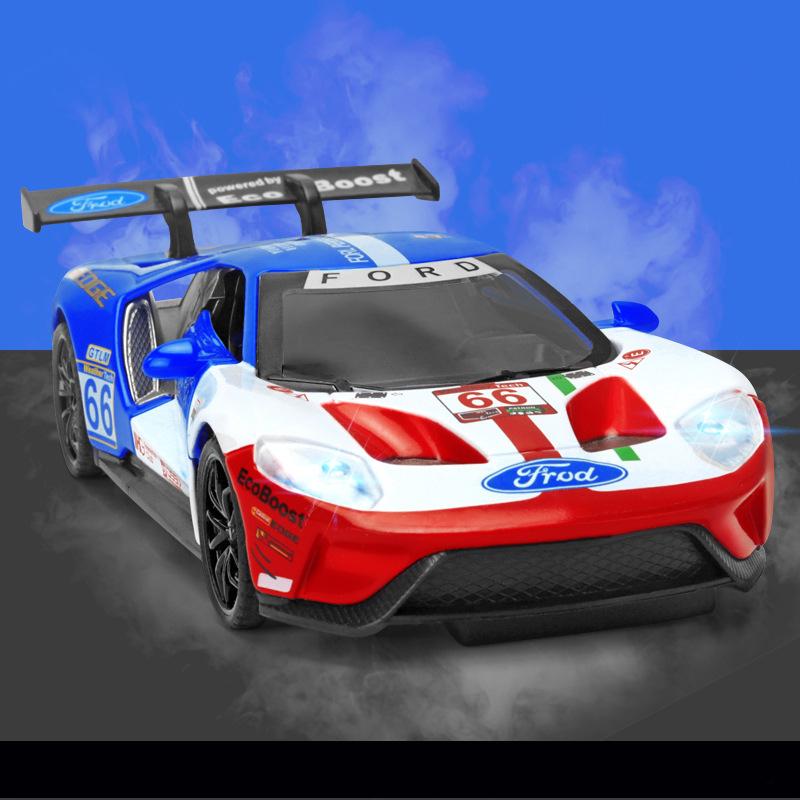 1/32 Scale Ford V8 GT Diecast Car Model Toy, Pull Back Toy Vehicle with Sound and Light for Kids Toddler Boys Girls Gift Collection