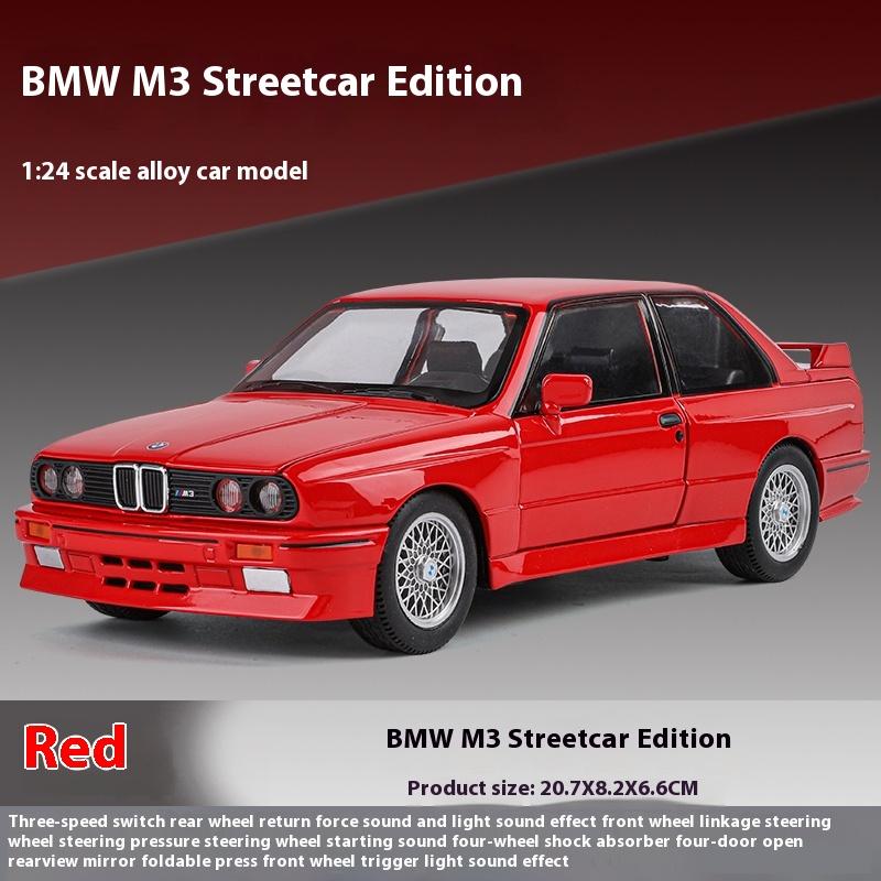 1:24 BMW M3 E30 Alloy Sport Racing Car Model Diecast Metal Classic Car Vehicle Model Simulation Sound & Light Toy Birthday Gifts