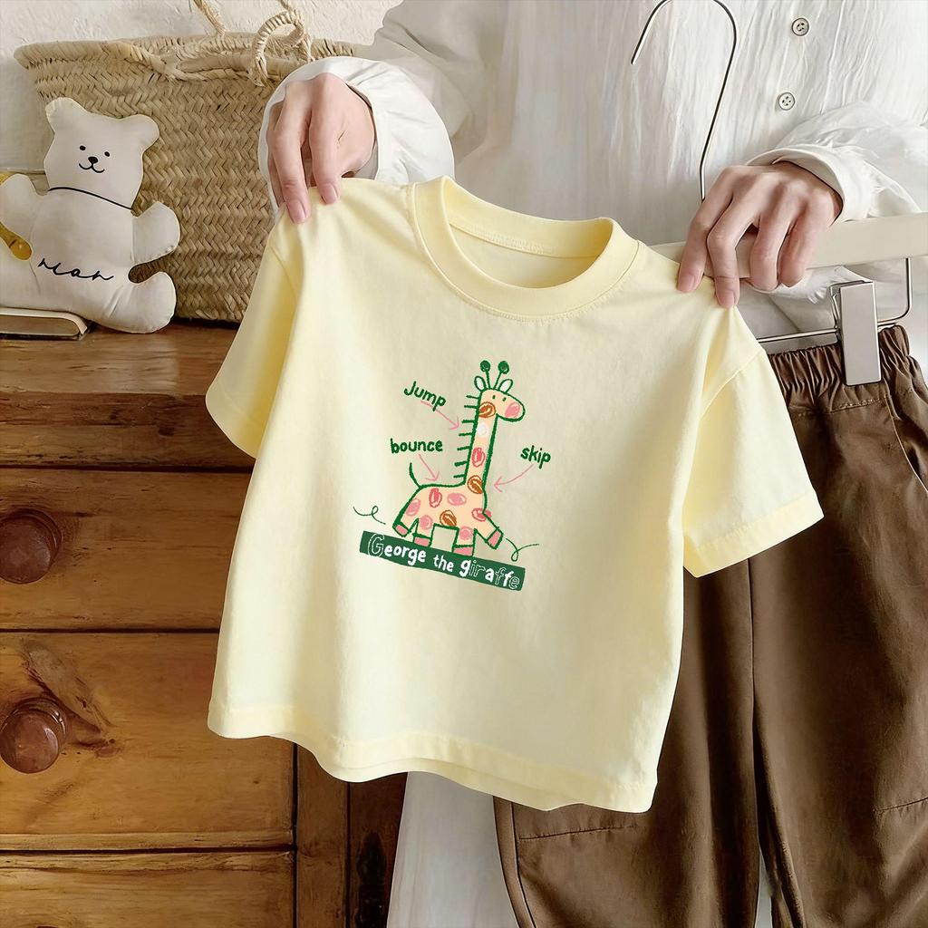 Baumwoll-Kurzarm-Sommertop im koreanischen Stil für Kinder - Atmungsaktiv, hautfreundlich, vielseitig.