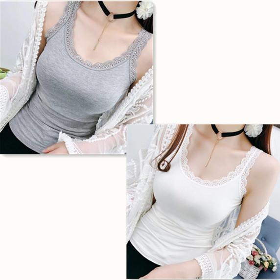 Summer sling vest women's large size slim fit, spring and autumn outer wear, lace edge sling inside